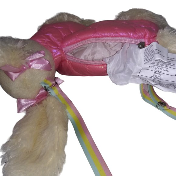 Poochie & Co Lizzie the Beagle CONFETTI Girls Plush Dog Purse Rainbow Strap Bag - Picture 6 of 11